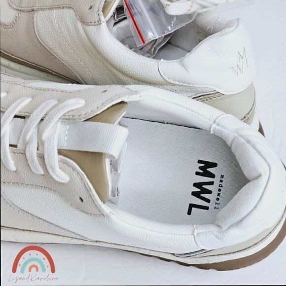 New! Madewell Kickoff Trainer Sneakers Leather Antique Cream Platform Shoes - Picture 11 of 16